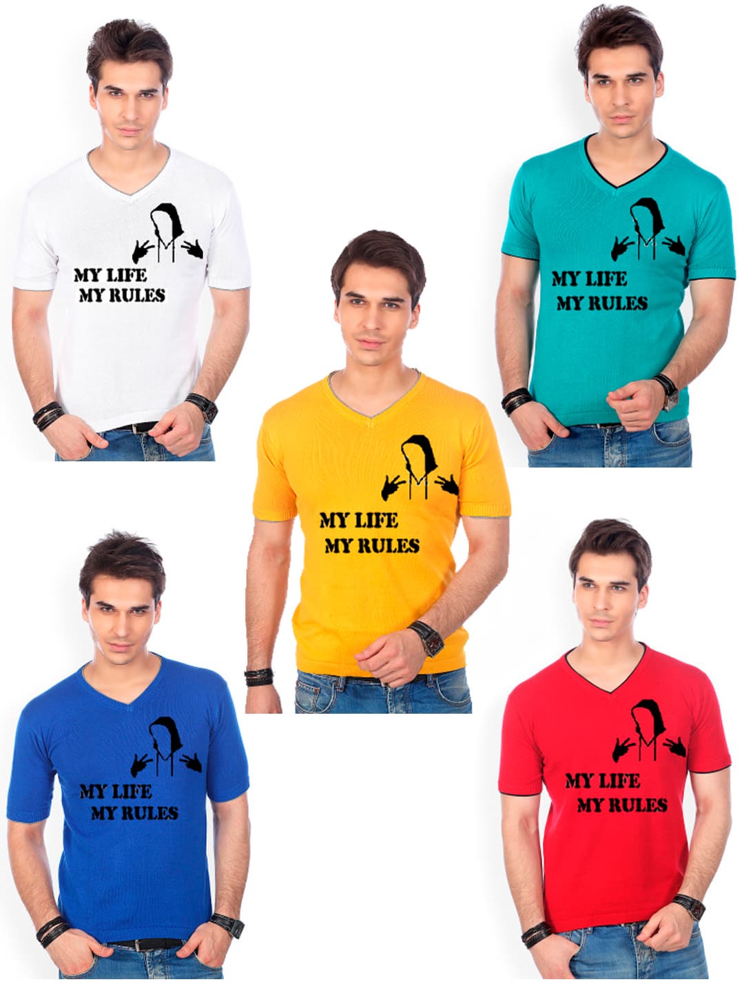 Men Printed VNeck TShirt  All Colors